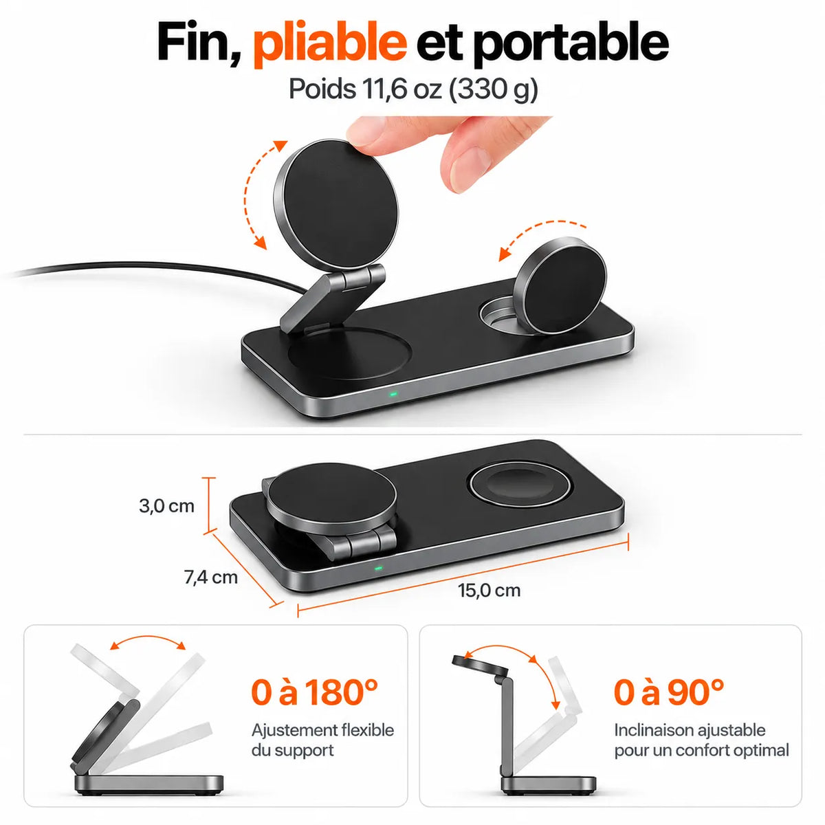 Station de Charge Sans Fil 3-en-1