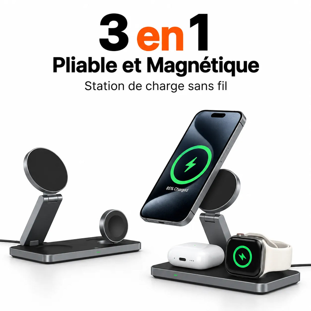 Station de Charge Sans Fil 3-en-1