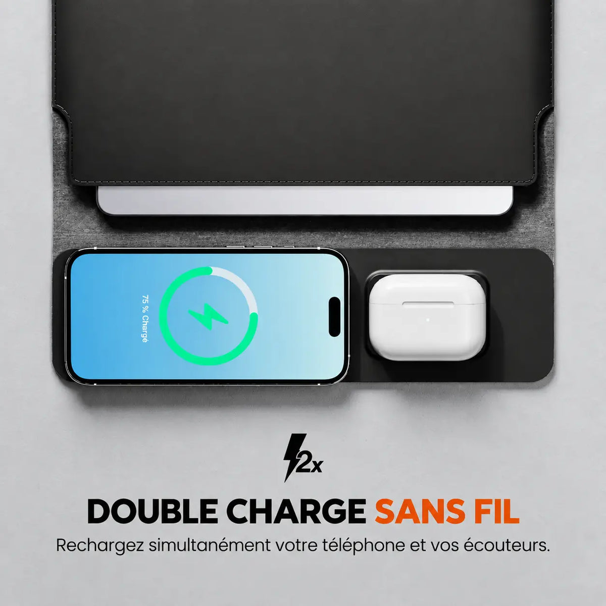 Housse Ordinateur Portable avec Charge Sans Fil